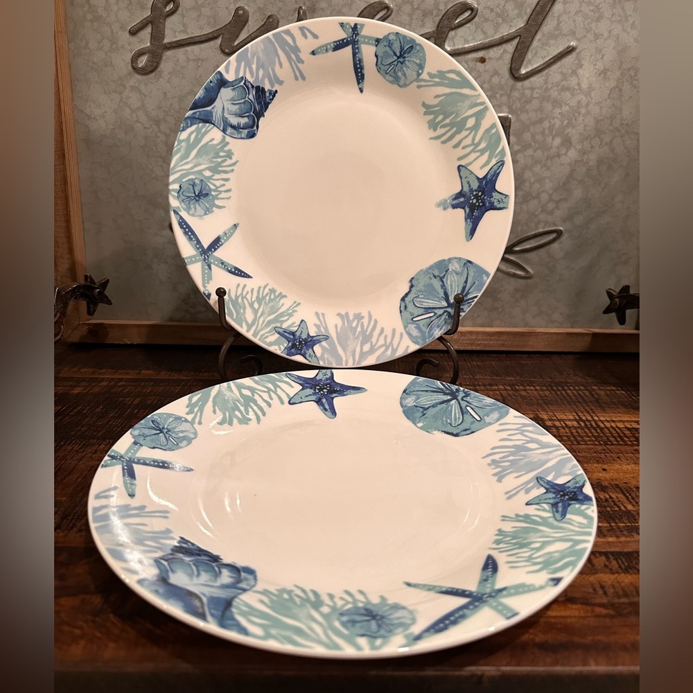 RETIRED Royal Norfolk Shore Living Beach Plate-set of 2 dinner plates